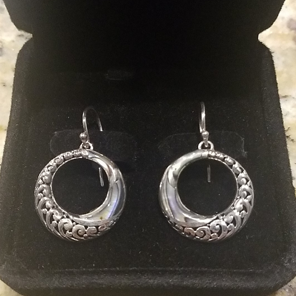 NWOT Sterling Silver Abalone Earrings